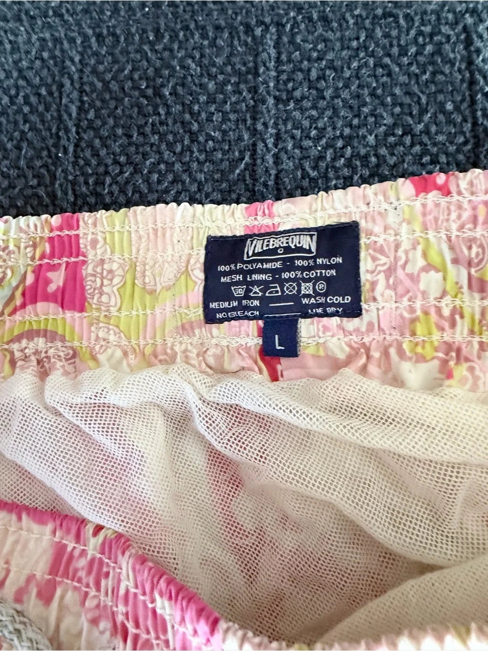 Vilebrequin Cream and Pink Paisley Athletic Swim Shorts